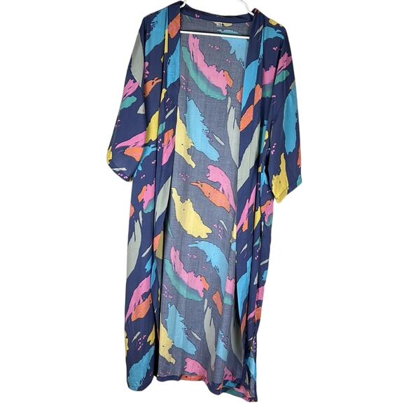 New unbranded boutique multi color viscose flowy lightweight duster kimono os - Picture 2 of 7